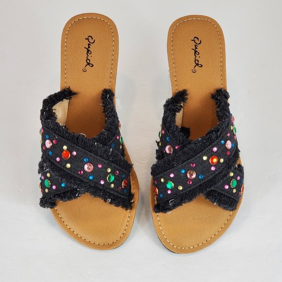 NEW X-BAND EMBELLISH SANDAL BLACK DEMI - Picture 3 of 5